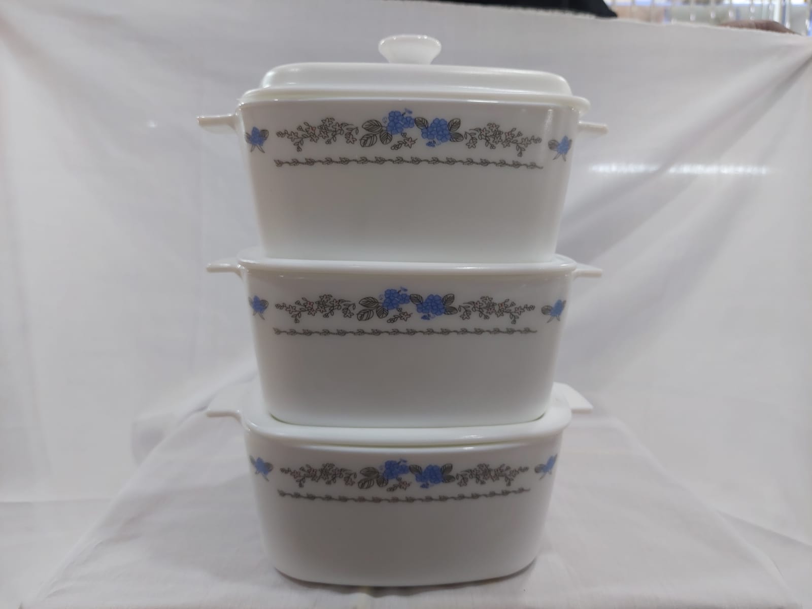 3pcs Opal Glass Ware Casserole Bowl Set With Lid-White